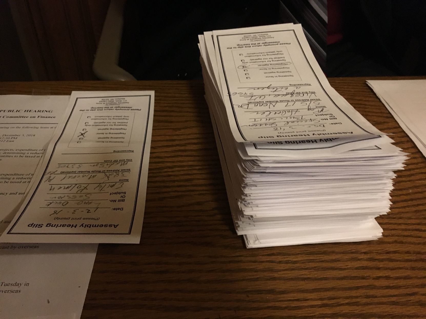 Registration slips